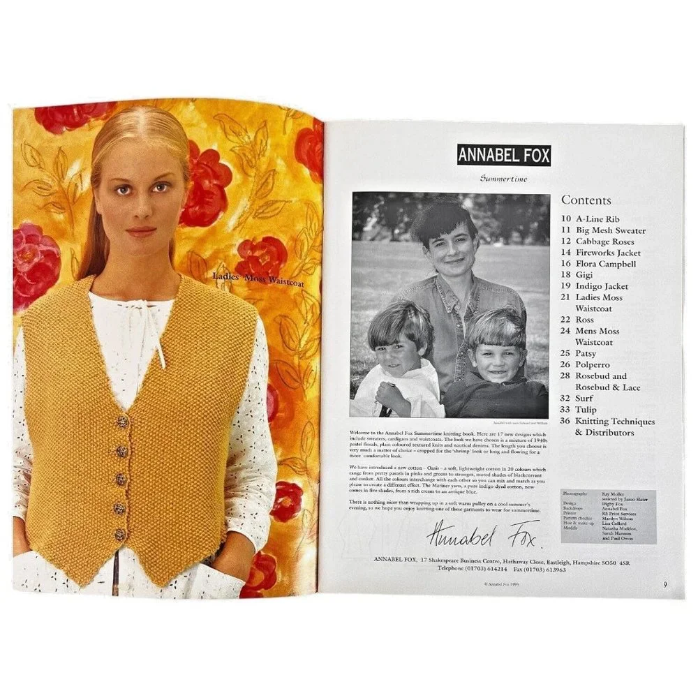 1995‎ Annabel Fox Knitting Pattern Book Booklet Summertime Women Men Vintage